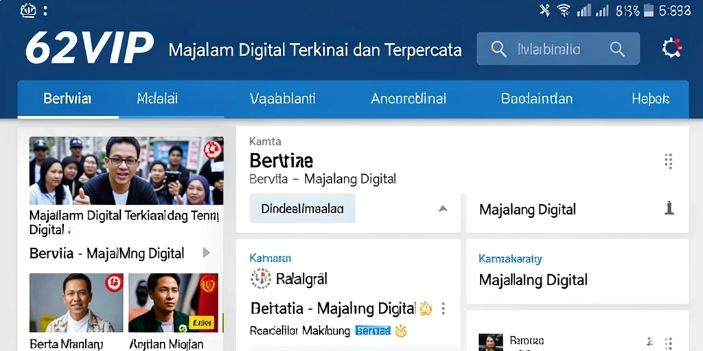 Tampilan antarmuka aplikasi Majalah Digital 62VIP yang menarik.