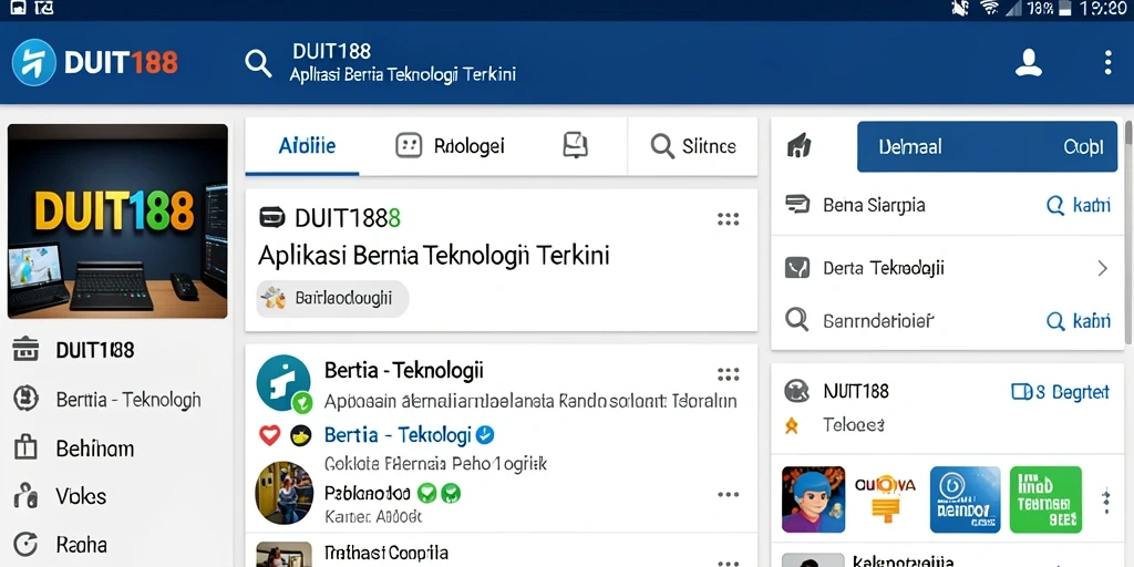 Tampilan antarmuka aplikasi DUIT188 yang modern dan informatif.