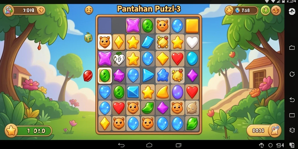 Tampilan antarmuka menarik dalam K234, game Puzzle Match-3 yang seru.