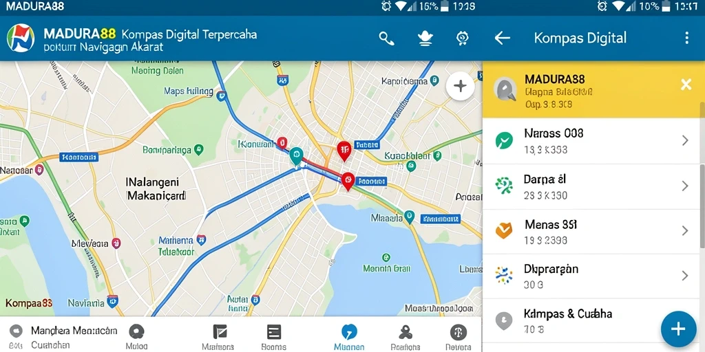 Tampilan antarmuka MADURA88 dengan fungsi kompas digital yang intuitif.