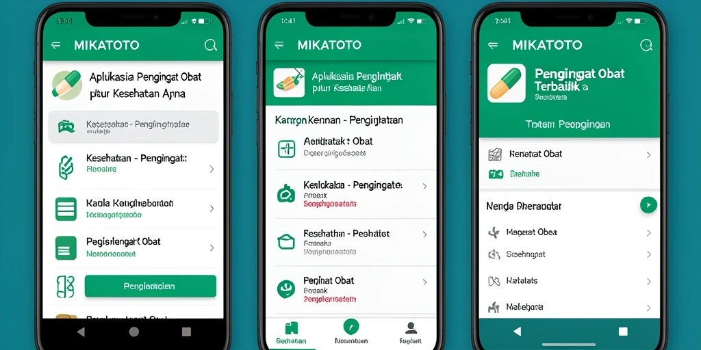 Antarmuka MIKATOTO yang sederhana dan fungsional untuk pengingat obat.