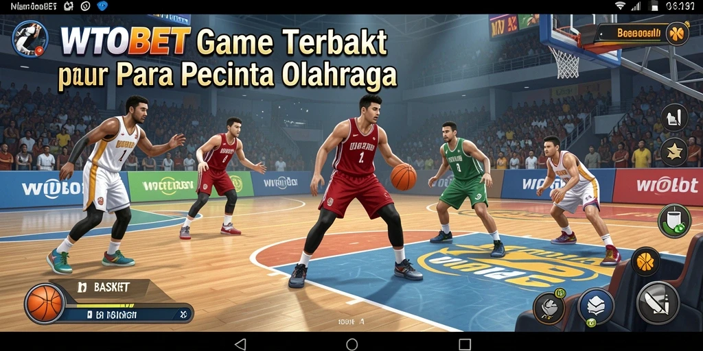 Screenshot utama WTOBET yang menunjukkan permainan basket yang menarik.